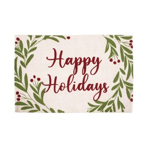 Gallerie II 24"x36" Happy Holidays Holly Branches Dhurrie Decorative 2'x3' Christmas Area Indoor Rug Mat - 1 of 4