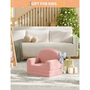 Kids Sofa Chair, 2-in-1 Convertible Toddler Sofa Lounge Chair, Comfortable Folding Teddy Flannel Children's Sofa Bed, for Playroom, Bedroom, Nursery - 1 of 4