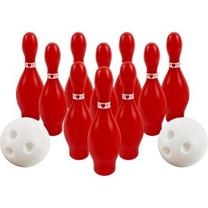 4E's Novelty Valentines Day Bowling Game Set - 10 Red Pins, 2 Balls, Indoor/Outdoor Backyard Carnival Game - 1 of 4