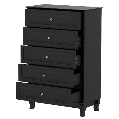 Black MDF 5-Drawer Vertical Chest of Drawers