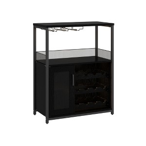 Coucheta 3-Tier Industrial Wine Bar Cabinet with Detachable Rack, Drawer, Glass and Mesh Door Storage Sideboard - 1 of 4