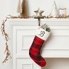 20" Plaid Monogram Christmas Holiday Stocking with Faux Fur Cuff Red/Green/White - Wondershop™ - 2 of 3