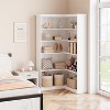Garvee Farmhouse Corner Bookshelf – 72.8” Tall L-Shaped Bookcase with 5 Tiers, Wood Display Rack for Office and Bedroom, Half Panel Design - 4 of 4
