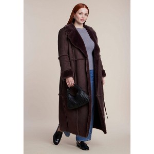 ELOQUII Long High Pile Fleece Lined Coat - 16, Dark Kalamata : Target