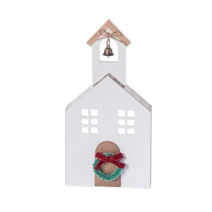 Transpac MDF Holiday Plaid Church Block Decorative Object for Christmas Red Wood Tabletop Sculpture Indoor Use Gift Giving and Hostess Gifts Spot or - 1 of 1