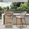 DOMETOUR Bar Stools Set of 2 with Armrest & Backrest, Outdoor Counter Height Aluminum Bar Chairs with Cushion for Patio, Garden, Pool - 2 of 4