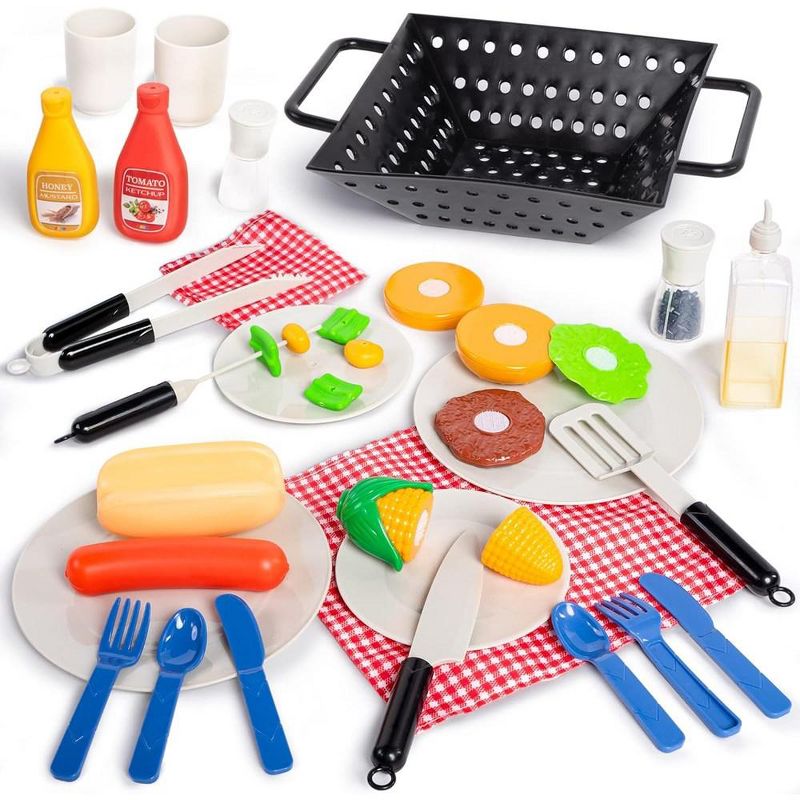 Syncfun 34 PCS Cooking Toy Set BBQ Toy Set for Kids, Kitchen Toy Set, Toy BBQ Grill Set, Little Chef Play, 5 of 8