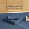 Queen Size Cotton Duvet Cover Set, Dark Navy Blue, 100 Washed Cotton, Linen - Like Textured, Breathable Percale Bedding, 3 Pieces - 2 of 4