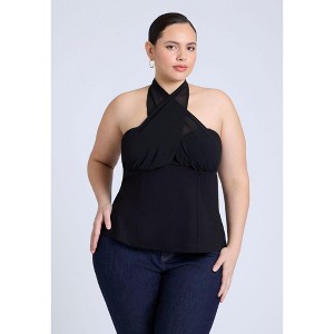 ELOQUII Women's Plus Size Chiffon Wrap Halter Top - 1 of 4