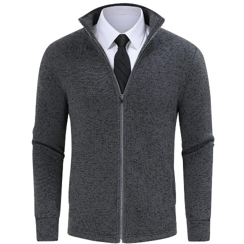 Men's Full Zip Sweater Fleece Pullover Casual Cardigan Jacket Knitted Thermal with Pockets - image 1 of 4