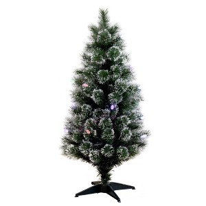 Nearly Natural 4-ft Snowy Pre-Lit Fiber Optic Artificial Christmas Tree with 40 Colorful LED Lights - 1 of 4