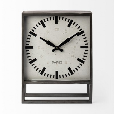 HomeRoots 18" Gray Polyresin Table Clock