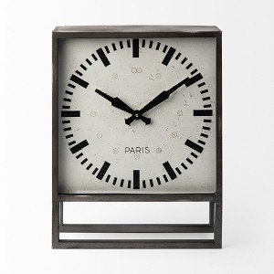 HomeRoots 18" Gray Polyresin Table Clock - 1 of 4