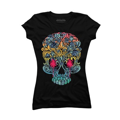 Junior's Design By Humans Summer By The Skull By Goldquills T-Shirt