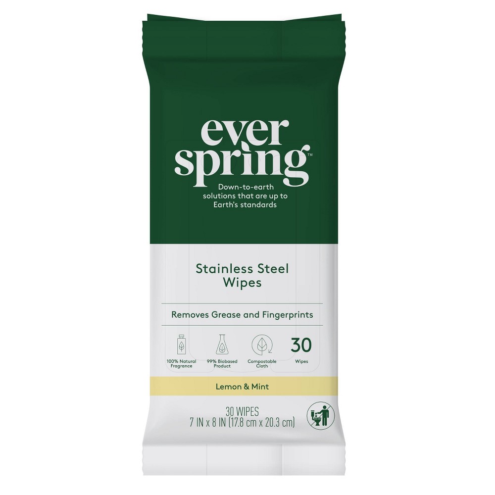 Stainless Steel Wipes Lemon & Mint - 30ct - Everspring