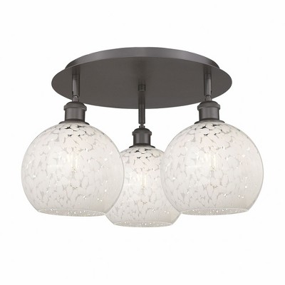 White Mouchette - 3 Light Flush Mount In Modern Style-11 Inches Tall and 19.75 Inches Wide