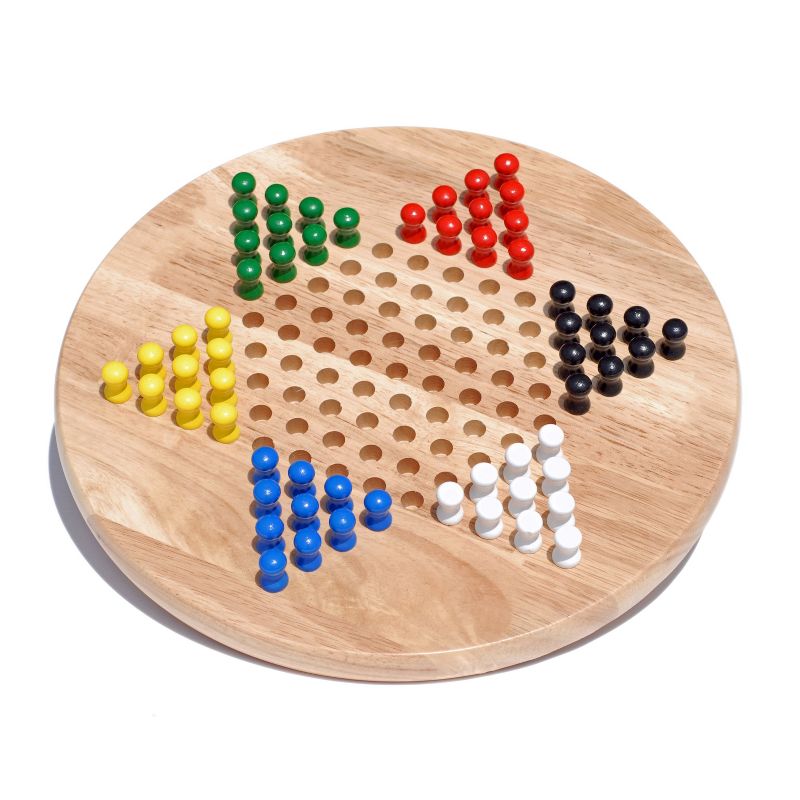 WE Games Solid Wood Chinese Checkers with Wooden Pegs - 11.5 inch Diameter, 1 of 8
