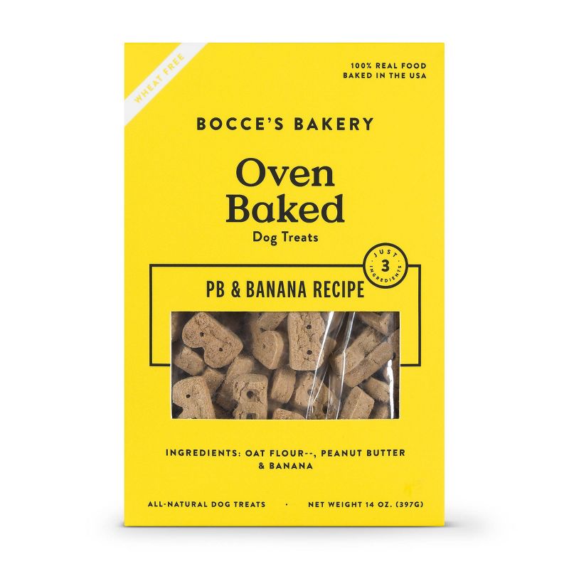 Bocce&#39;s Bakery Peanut Butter and Banana Basic Wheat Free Dog Treats - 14oz, 1 of 5