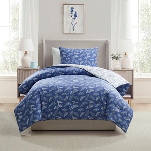 Nestl Modern Comforter Set, 3 Piece Botanical Bedding Set, Reversible Comforter Bed Set - 1 of 4