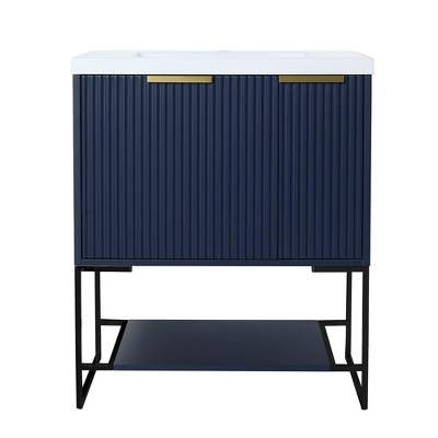 30" Bathroom Vanity With Sink, Bathroom Cabinet With Tip-Out Drawer Storage Doors, Freestanding Bathroom Cabinet