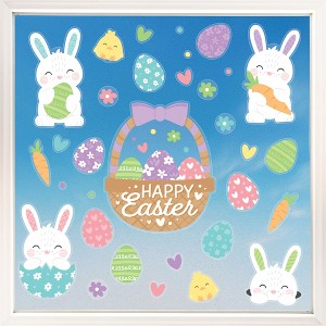 Big Dot of Happiness Spring Easter Window Clings, Reusable Holiday Window Sticker, Basket, Eggs, Bunny Decals, Easter Static Clings Kid-Friendly Decor - 1 of 4