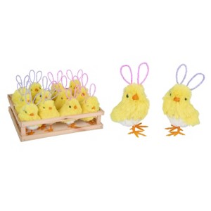 Transpac Foam 11.75 in. Yellow Easter Chicks with Bunny Ears In Crate Set of 12 - 1 of 3
