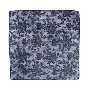 CTM Men's Grey and White Floral Pocket Square