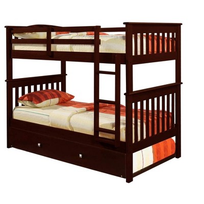 Donco Kids Savana Mission Twin Over Twin Cappuccino Bunkbed With Twin Trundle