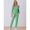 cheibear Women's Sweatshirt Jogger Lounge Set Long Sleeve Knit Round Neck Pajama Tracksuit - 2 of 4