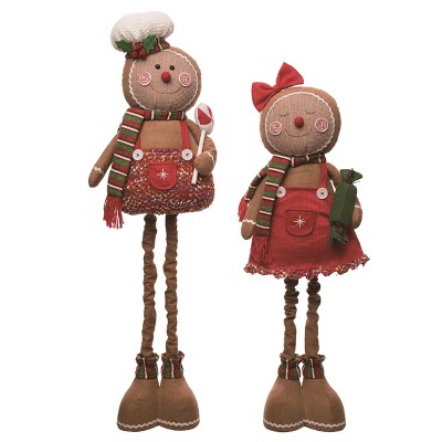 Transpac Christmas Plush Telescoping Gingerbread Set of 2 Christmas Home Decorations