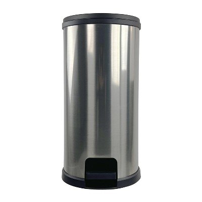 LunaLulinlk 7.9 Silver Gallon Trash Can, Plastic Round Stepped Kitchen Trash Can