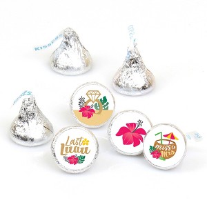 Big Dot of Happiness Last Luau - Tropical Bachelorette Party & Bridal Shower Round Candy Sticker Favors - Labels Fits Chocolate Candy (1 sheet of 108) - 1 of 4