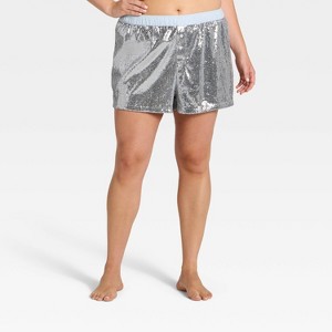 Women's Sequin Boxer Pajama Shorts - Wild Fable™ Silver - 1 of 3