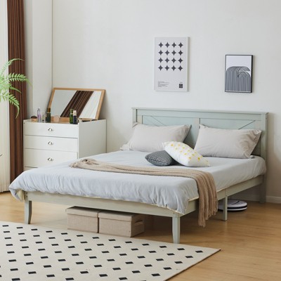 KTMBDW Queen/Full/Twin Size Wood Platform Bed Frame with Headboard, No Box Spring Needed, Mattress Foundation, Noise-Free, Easy Assembly