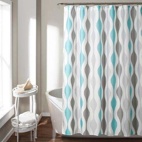 Cambridge Mosaic Stripe Shower Curtain Blue