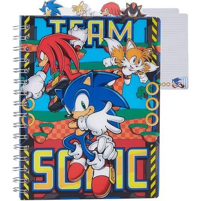 Sonic the Hedgehog Tab Journal Notebook, Spiral Bound, 96 Lined Pages, 8 x 7 inches, Blue