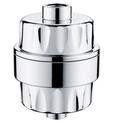 BRIGHT SHOWERS High Output Shower Filter for Hard Water, Removes Chlorine & Fluoride, Universal Multi-Stage Softener, Chrome