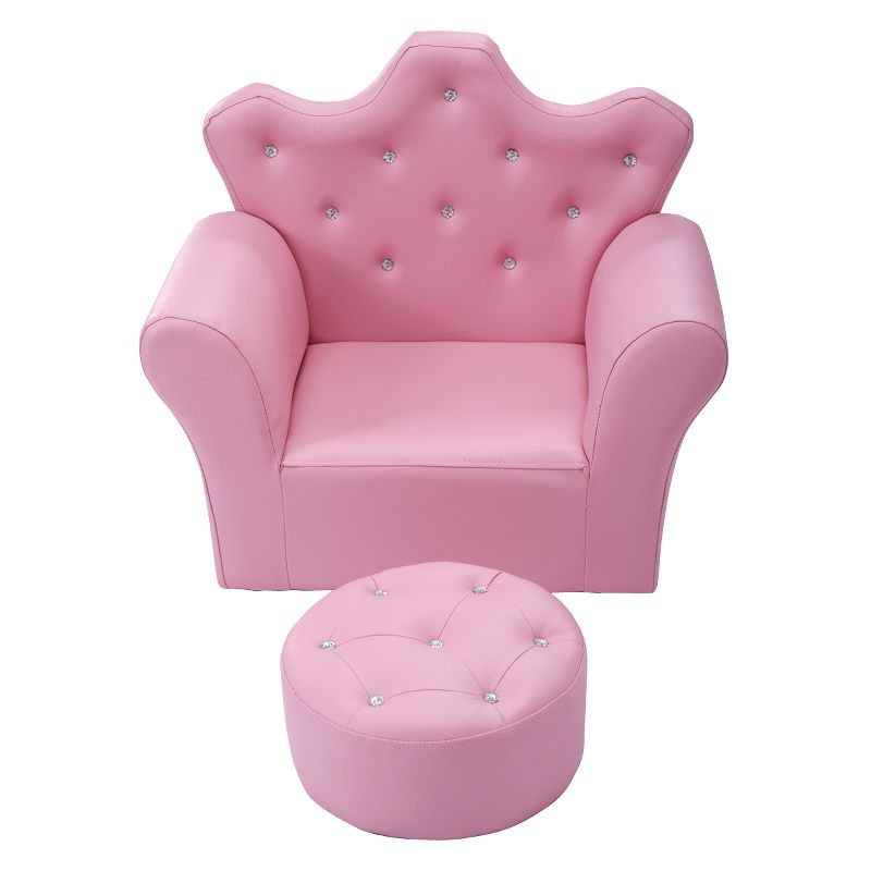 Tangkula Single Sponge Sofa Toddler Children Leisure Chair with Armrest Ottoman Kids Furniture Pink, 1 of 8