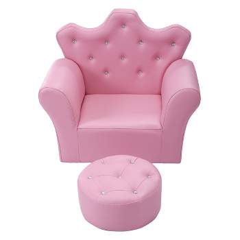 Tangkula Single Sponge Sofa Toddler Children Leisure Chair with Armrest Ottoman Kids Furniture Pink