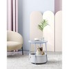 Small Round Side End Table Modern Nightstand with Fabric Basket - 2 of 4