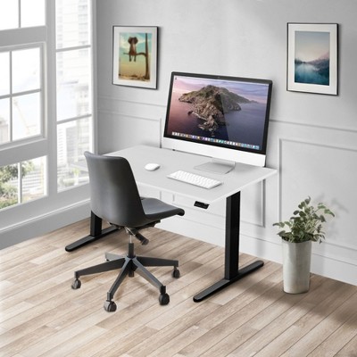 Adjustable Height Dual Motor Electric Standing Desk with Black Base and White Top