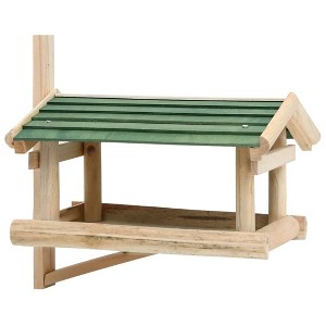 Munora - Solid Wood Bird Feeder - 13.8"L x 11.6"W x 8.3"H - Wall or Tree Mounted - Large Feeding Platform - 1 of 4