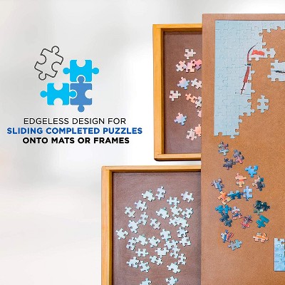 Elegant 27" x 35" Wooden Puzzle Board with 6 Storage Drawers