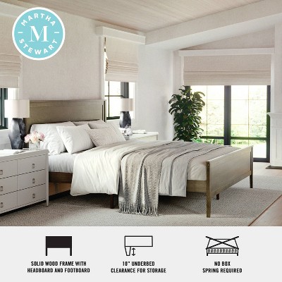 Brown Gray King Upholstered Wood Platform Bed with Headboard and Drawer
