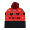 Disney Mickey Mouse Beanie Fair Isle Knit Design Cuffed Winter Hat with Pom Multicolored - 2 of 4