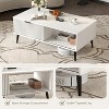Coffee Tables for Living Room, Farmhouse Center Table with Hidden Storage and Fluted Sliding Door, Dining Table for Home Apartment Office - 4 of 4