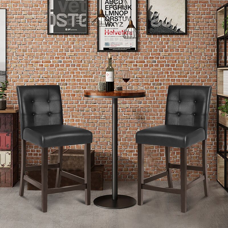 Tangkula Set of 4 Bar Stools 25inch Counter Height Barstool Pub Chair Rubber Wood Black, 2 of 11
