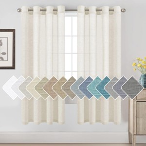 Natural Linen Blended Semi-Sheer Curtains Privacy Assured with Nickel Grommet for Living Room - 1 of 4