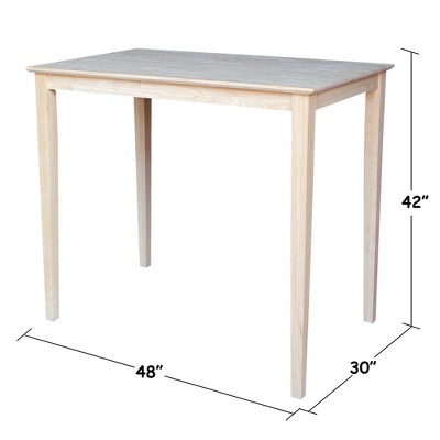 Cottage Charm Unfinished Solid Parawood 54" Bar-Height Dining Table