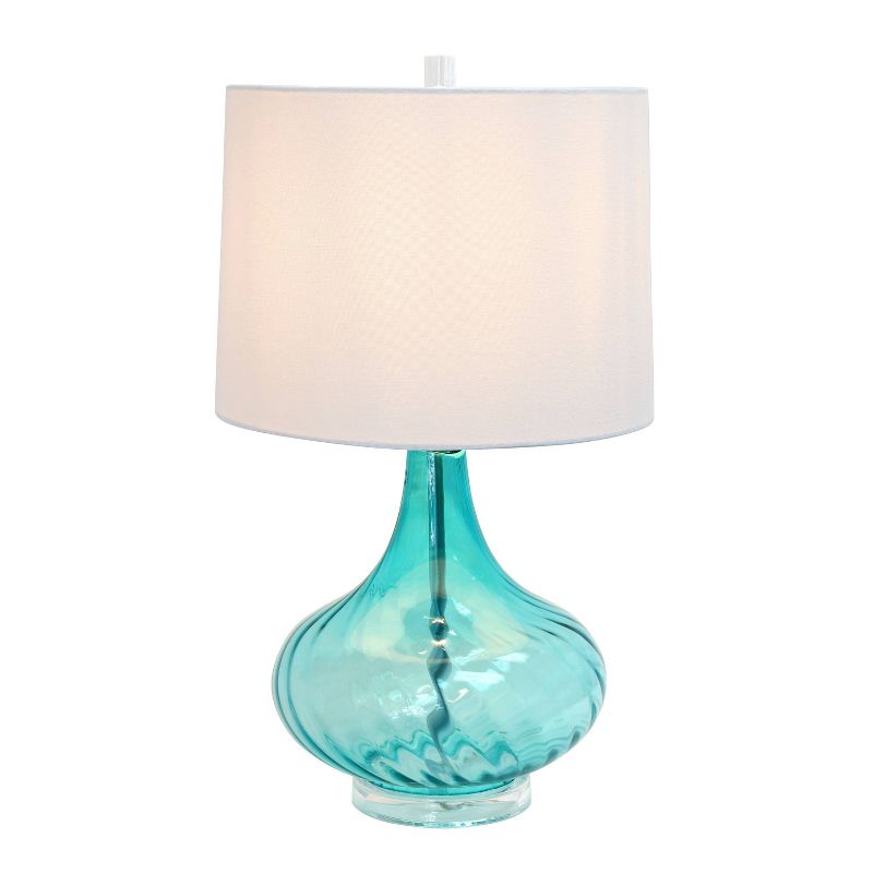 Glass Table Lamp with Fabric Shade Blue - Elegant Designs, 2 of 4
